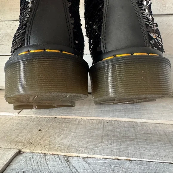 Dr. Martens Black Sequin Combat Boots - Picture 5 of 12